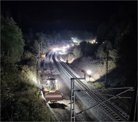 Baustellenbeleuchtung im Gleisbau (Streckenbeleuchtung)